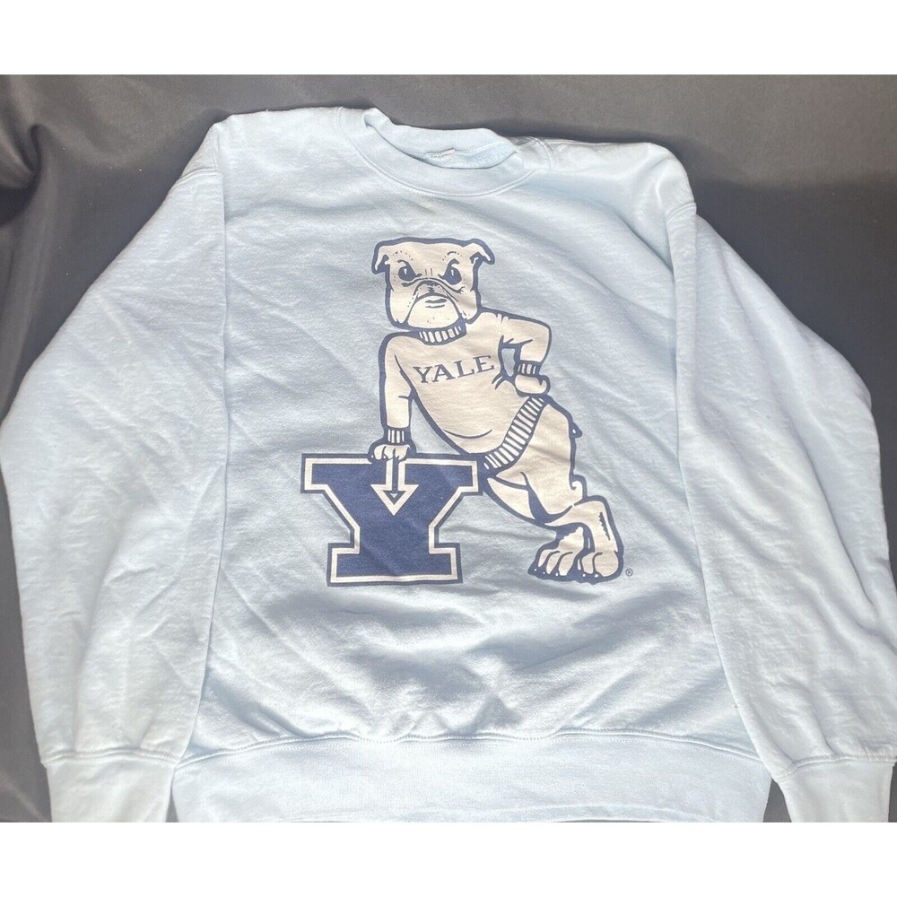 Vintage Yale University Bulldog Pullover Crew Neck Sweatshirt Light Blue Men’s M